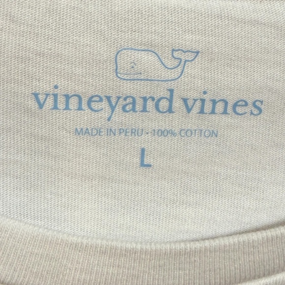 Vineyard Vines Cream Men’s Short Sleeve Tee with Pink Logo NWT to - Picture 8 of 15